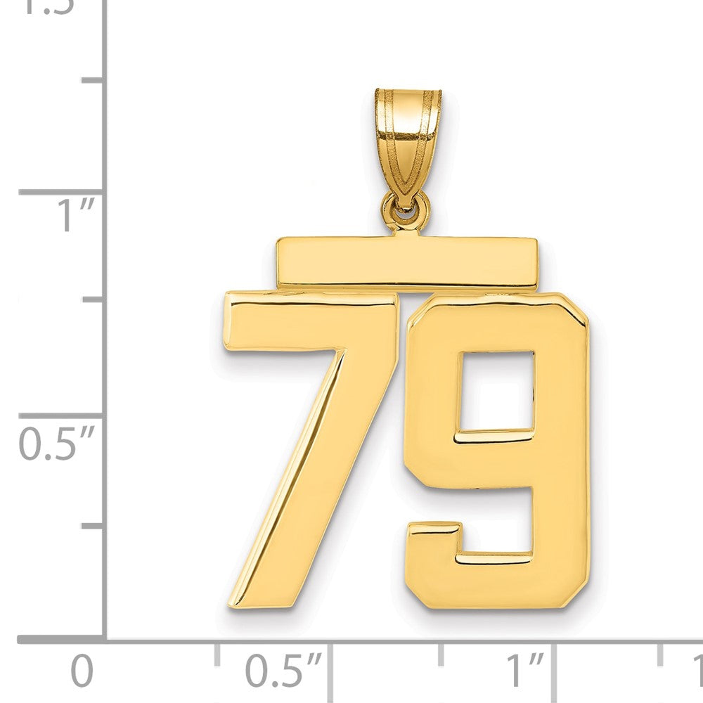 14K Gelbgold großer polierter Zahl-79-Charm