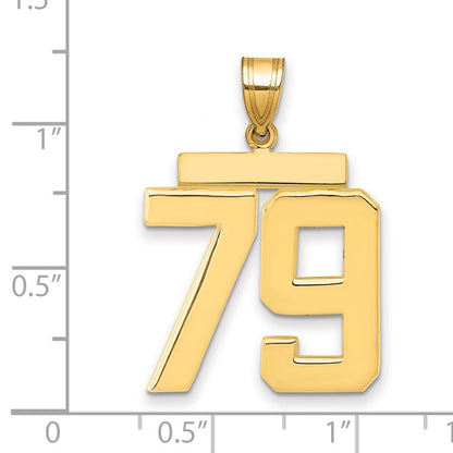 14K Gelbgold großer polierter Zahl-79-Charm