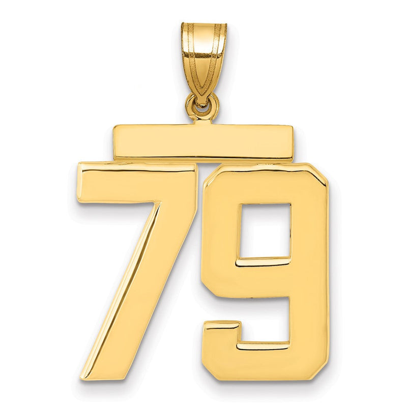 14K Gelbgold großer polierter Zahl-79-Charm