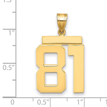 14K Gelbgold großer polierter Charm „Zahl 81“