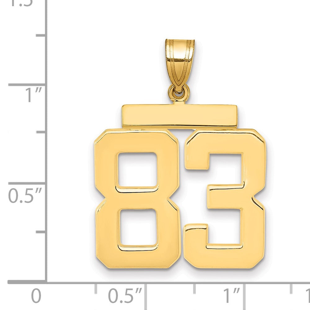 14K Gelbgold Großer Polierter Zahlen-Charm „83“