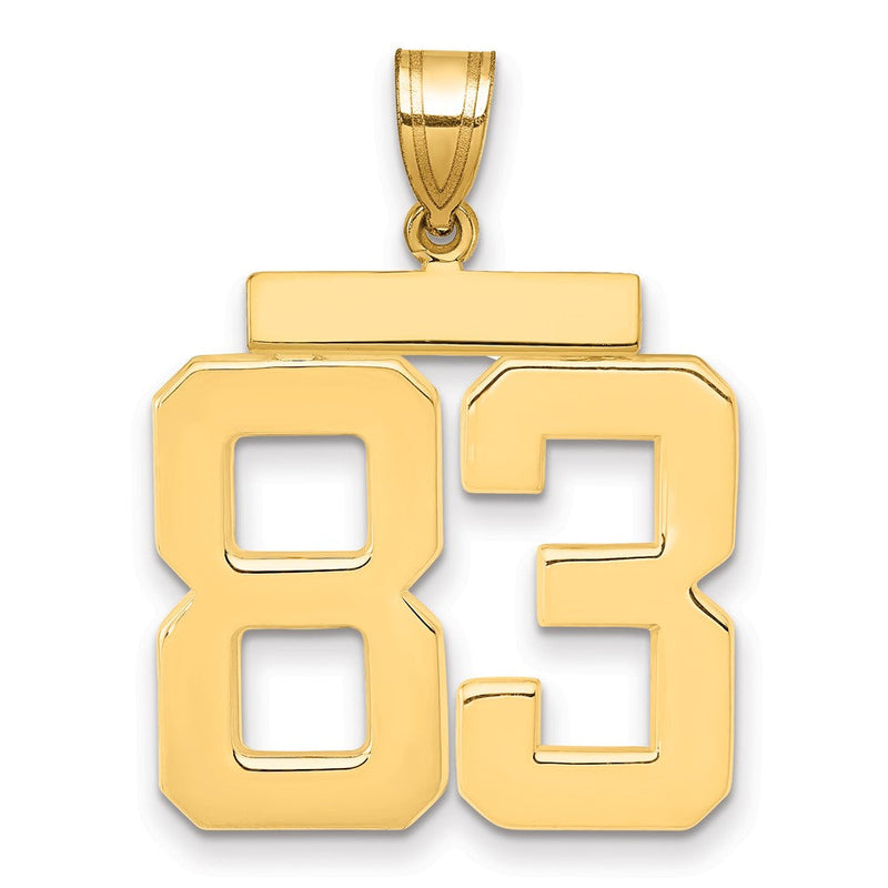 14K Gelbgold Großer Polierter Zahlen-Charm „83“