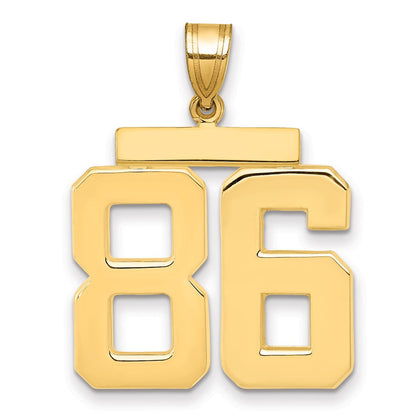 14K Gelbgold Großer Polierter Charm mit der Zahl 86