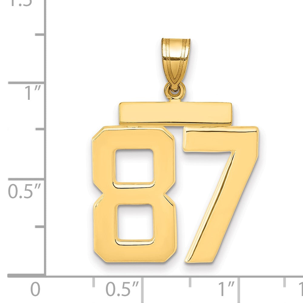 14K Gelbgold großer polierter Zahlen-Charm „87“