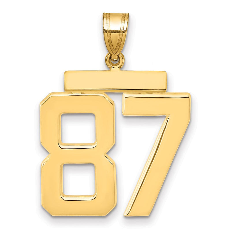 14K Gelbgold großer polierter Zahlen-Charm „87“