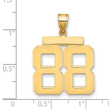 14K Gelbgold Großer Polierter Charm Zahl 88