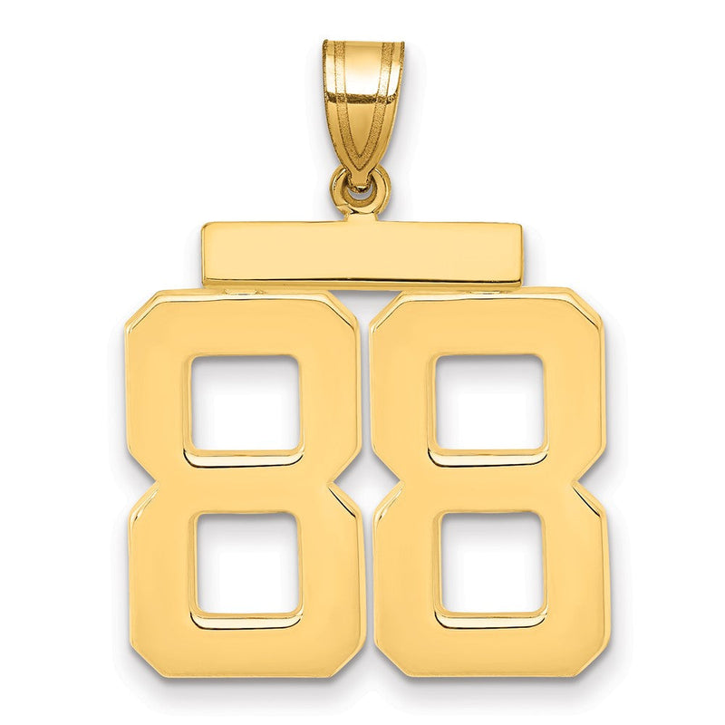 14K Gelbgold Großer Polierter Charm Zahl 88