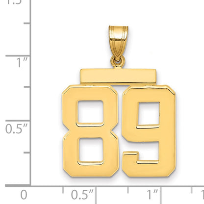 14K Gelbgold großer polierter Charm „Zahl 89“