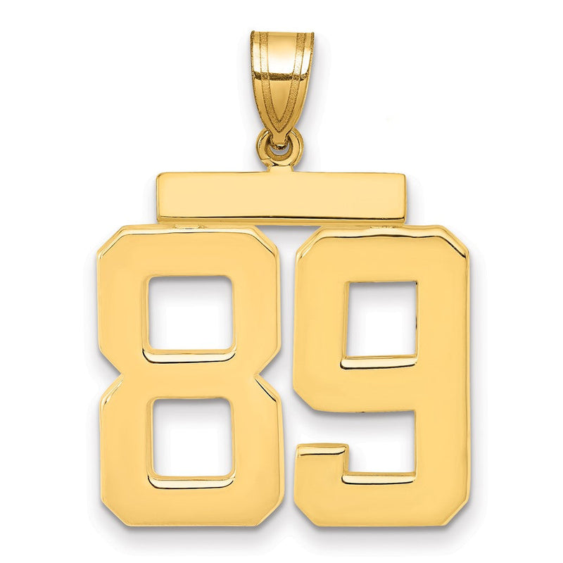 14K Gelbgold großer polierter Charm „Zahl 89“