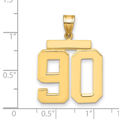 14K Gelbgold großer polierter Zahlen-Charm „90“