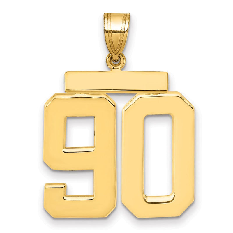 14K Gelbgold großer polierter Zahlen-Charm „90“