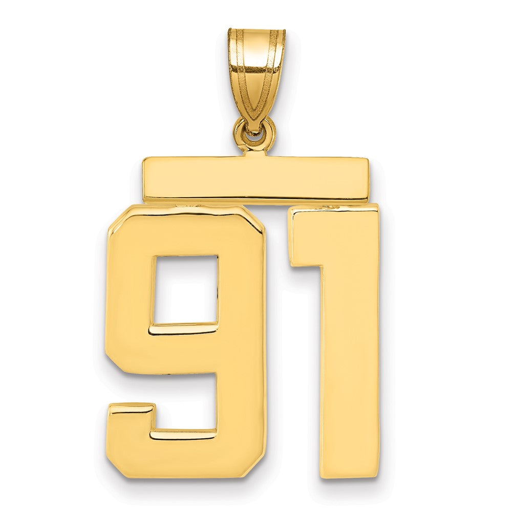 14K Gelbgold Großer Polierter Charm Zahl 91