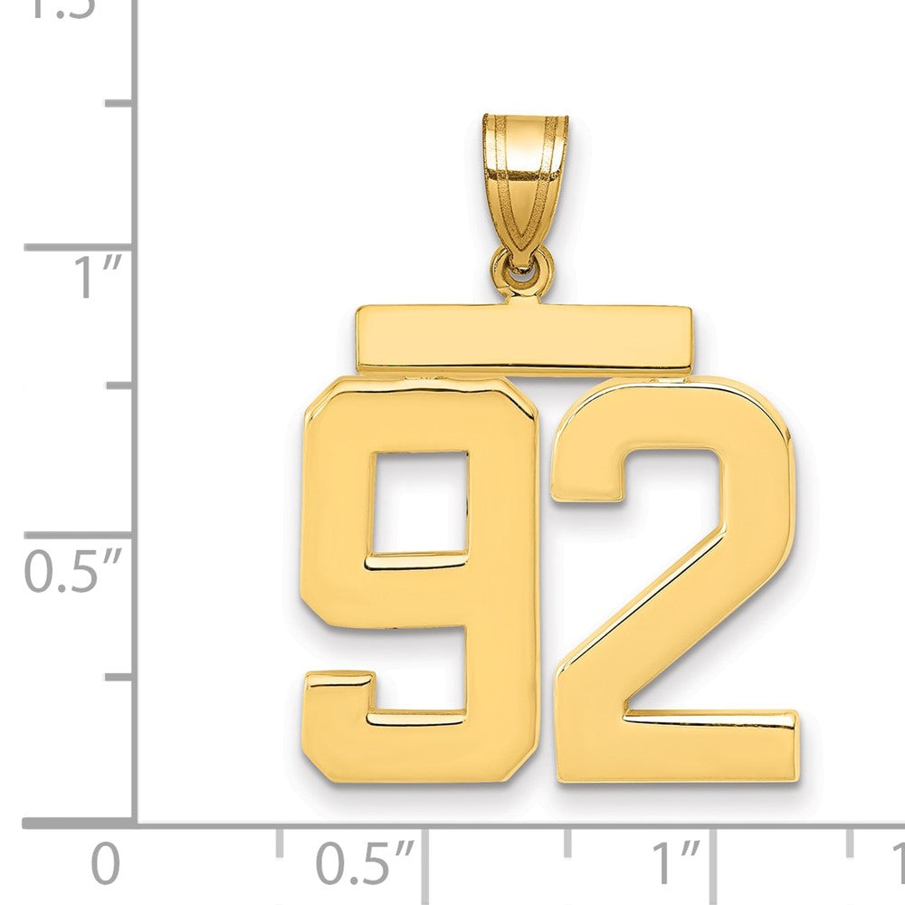 585 Gelbgold Großer Polierter Charm mit Zahl 92