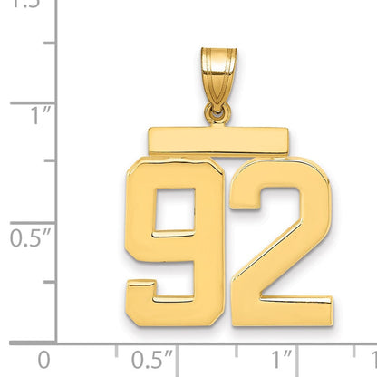 585 Gelbgold Großer Polierter Charm mit Zahl 92