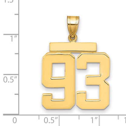 14K Gelbgold großer polierter Zahlen-Charm "93