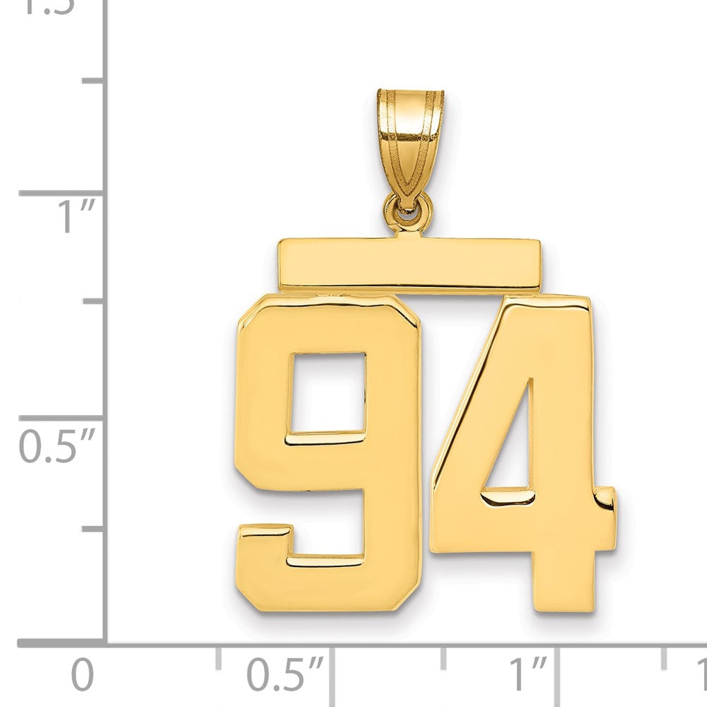 14K Gelbgold großer polierter Zahlen-Charm „94