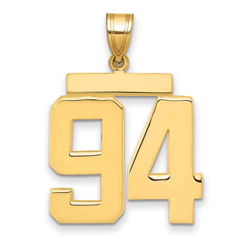 14K Gelbgold großer polierter Zahlen-Charm „94