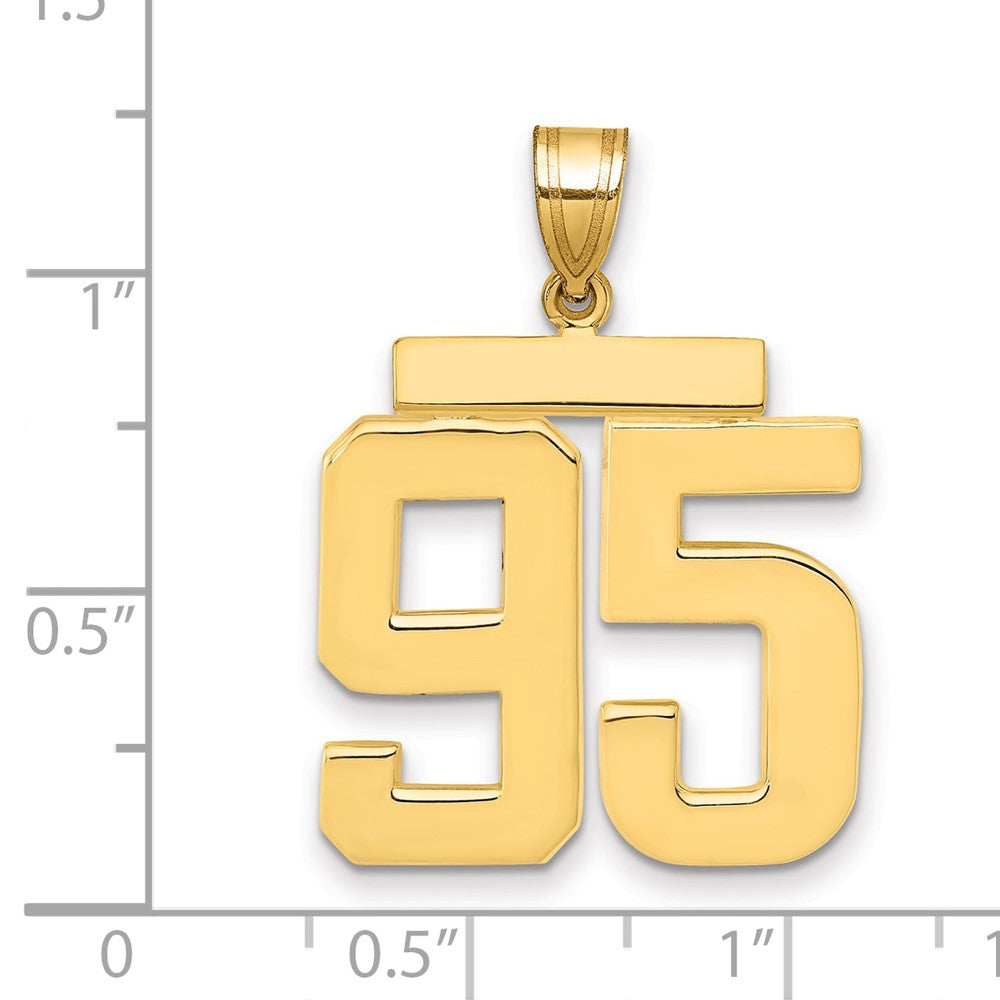 14K Gelbgold Großer Polierter Zahlen-Charm „95“