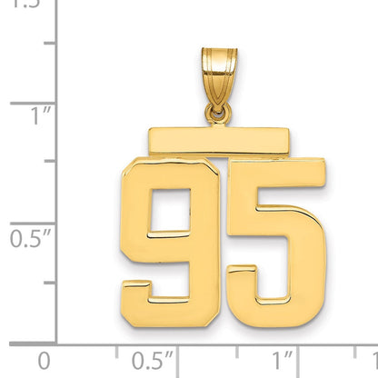 14K Gelbgold Großer Polierter Zahlen-Charm „95“