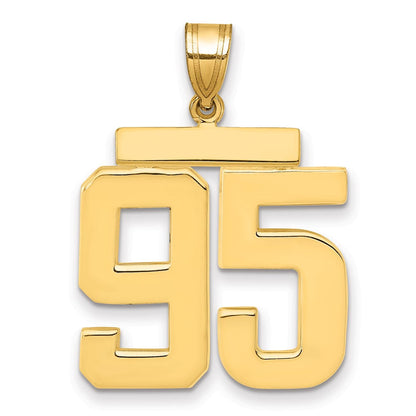 14K Gelbgold Großer Polierter Zahlen-Charm „95“