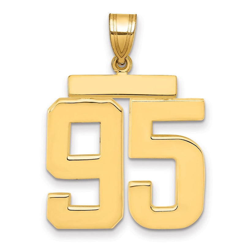 14K Gelbgold Großer Polierter Zahlen-Charm „95“