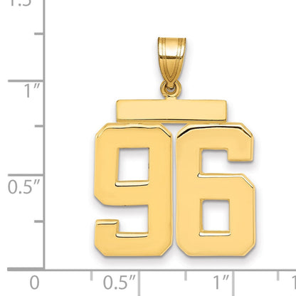 14K Gelbgold Großer Polierter Zahlen-Charm „96