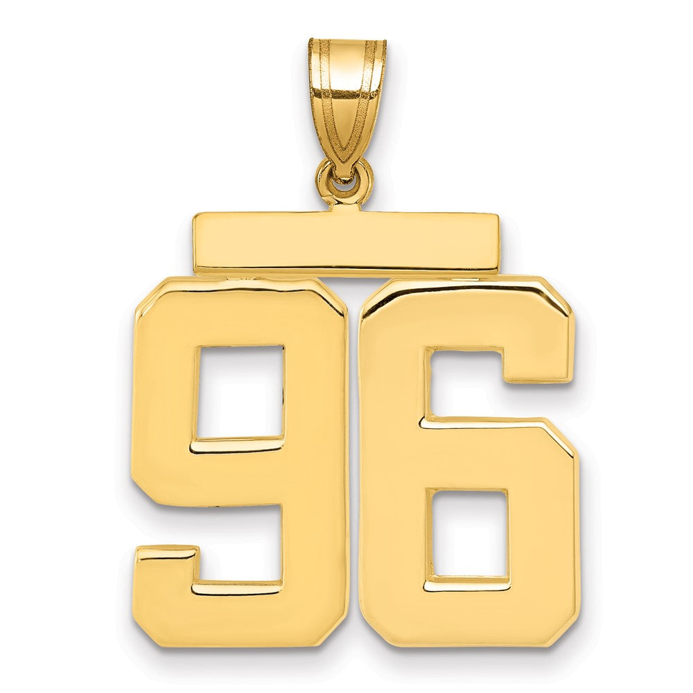 14K Gelbgold Großer Polierter Zahlen-Charm „96