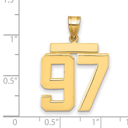 585 Gelbgold Großer Polierter Charm mit Zahl 97