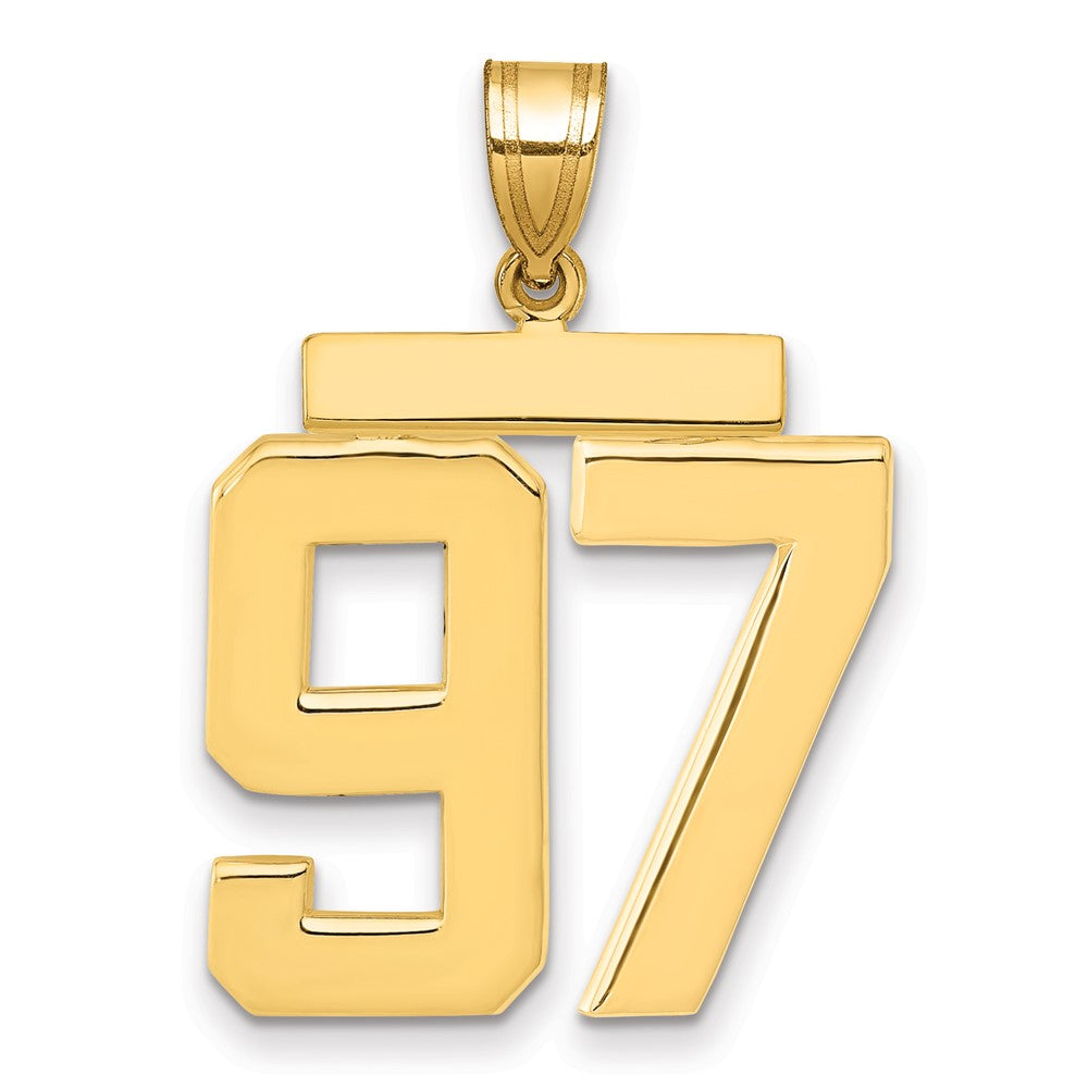 585 Gelbgold Großer Polierter Charm mit Zahl 97