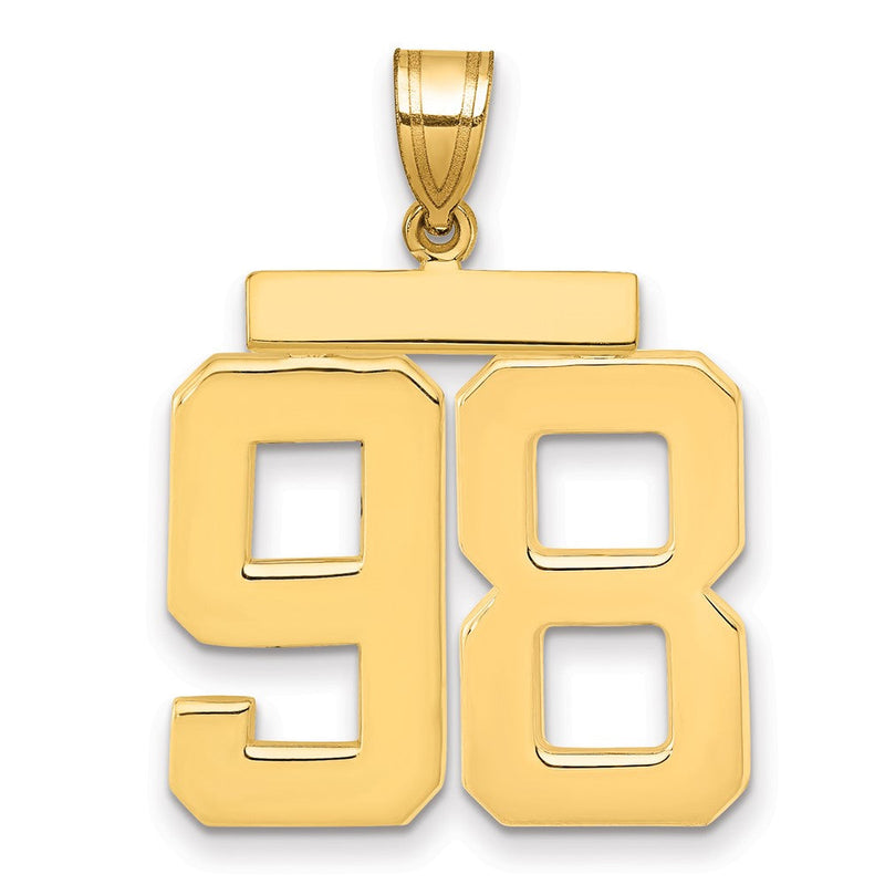 14K Gelbgold Großer Polierter Zahlen-Charm "98