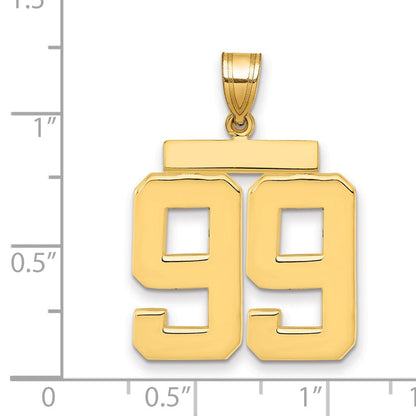 14K Gelbgold Charm mit großer, polierter Zahl 99