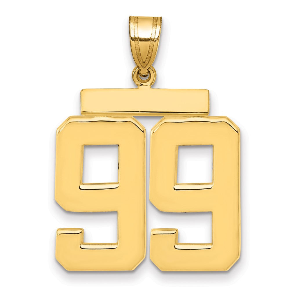 14K Gelbgold Charm mit großer, polierter Zahl 99