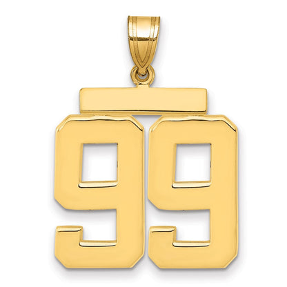 14K Gelbgold Charm mit großer, polierter Zahl 99