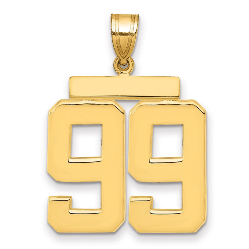 14K Gelbgold Charm mit großer, polierter Zahl 99