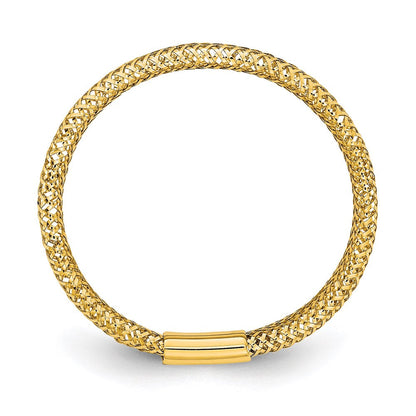 14K Gelbgold Poliert/textured Dehnbar Ring