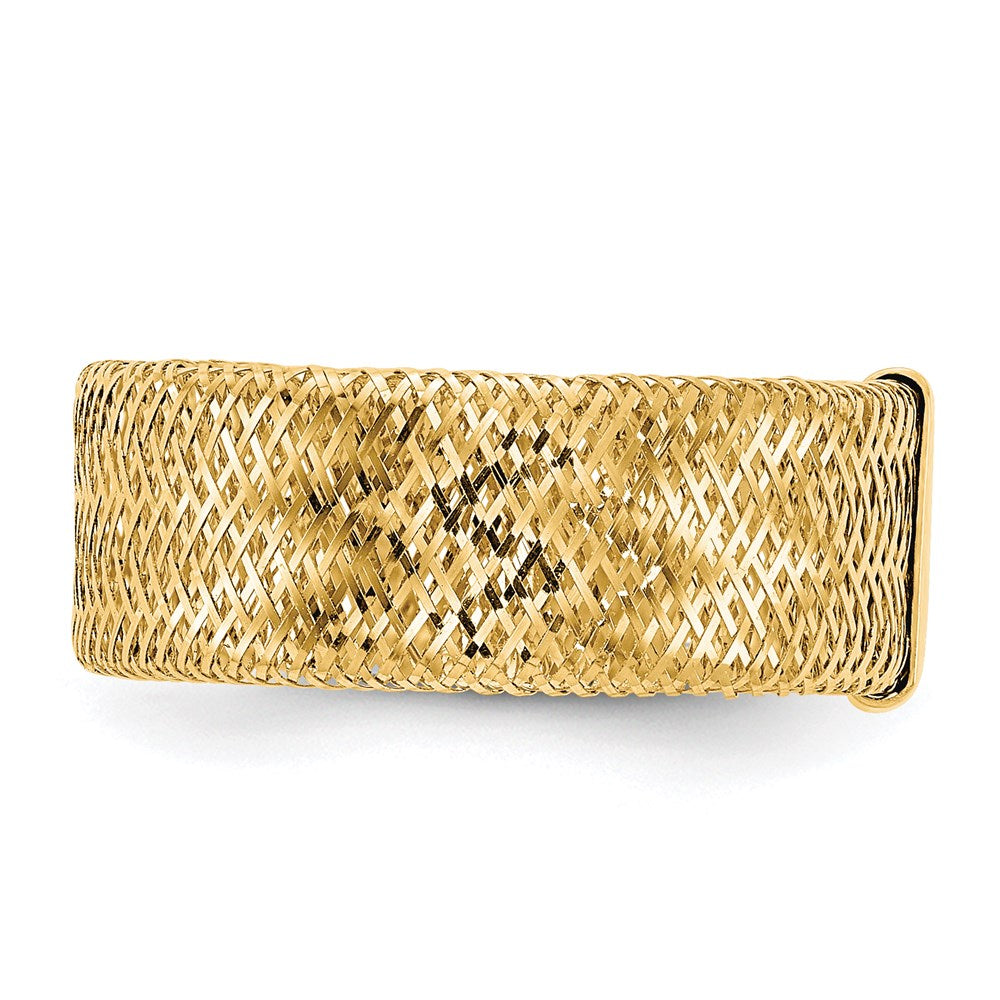 14K Gelbgold Poliert/textured Dehnbar Ring