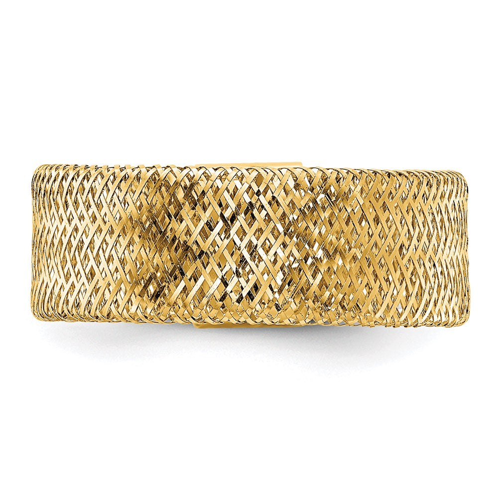 14K Gelbgold Poliert/textured Dehnbar Ring