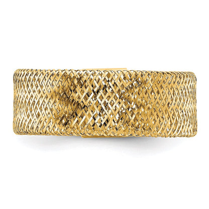 14K Gelbgold Poliert/textured Dehnbar Ring