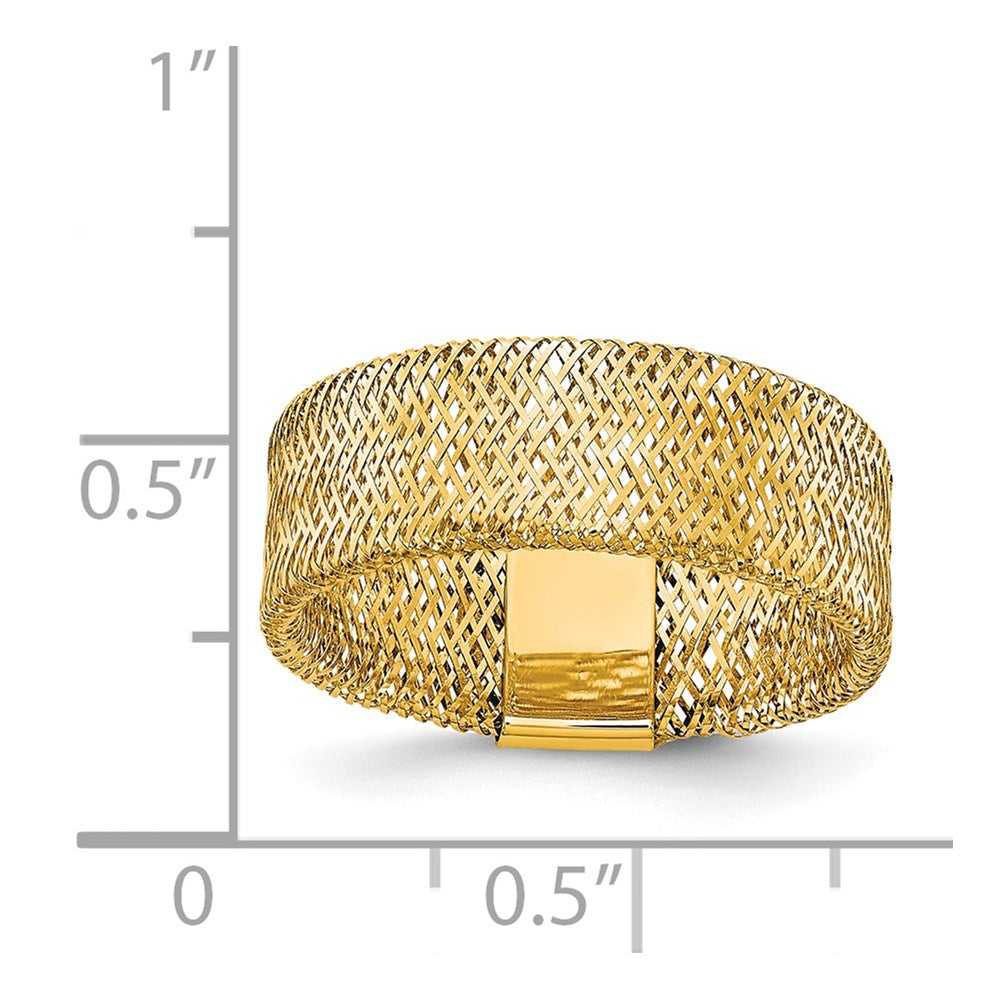 14K Gelbgold Poliert/textured Dehnbar Ring