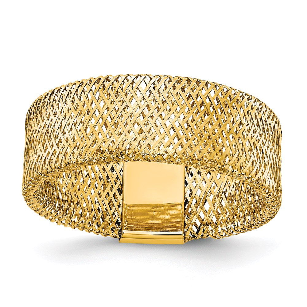 14K Gelbgold Poliert/textured Dehnbar Ring