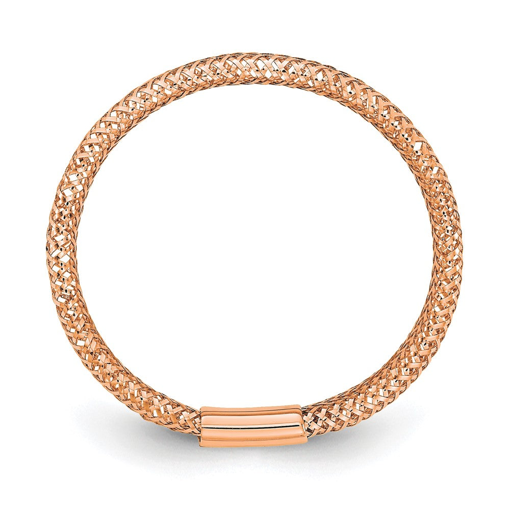 14K Gelbgold mit Rose Beschichtung Poliert/textured Dehnbar Ring