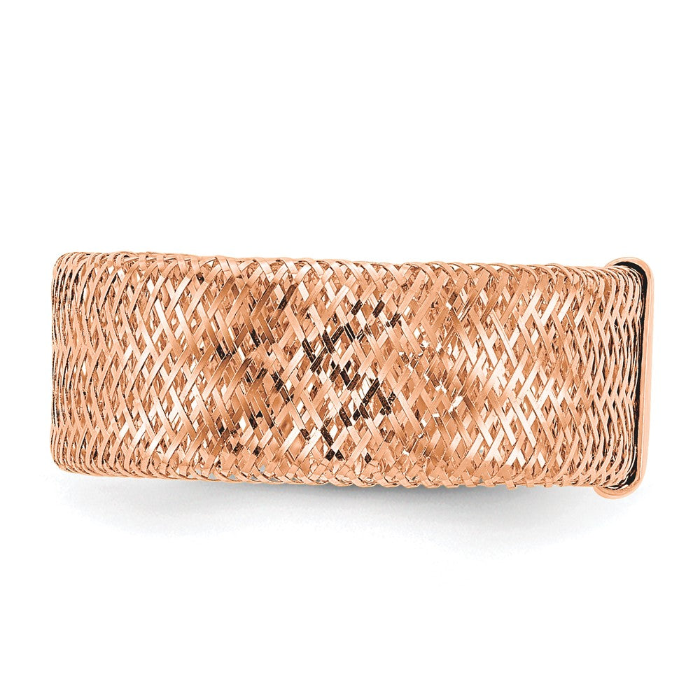 14K Gelbgold mit Rose Beschichtung Poliert/textured Dehnbar Ring