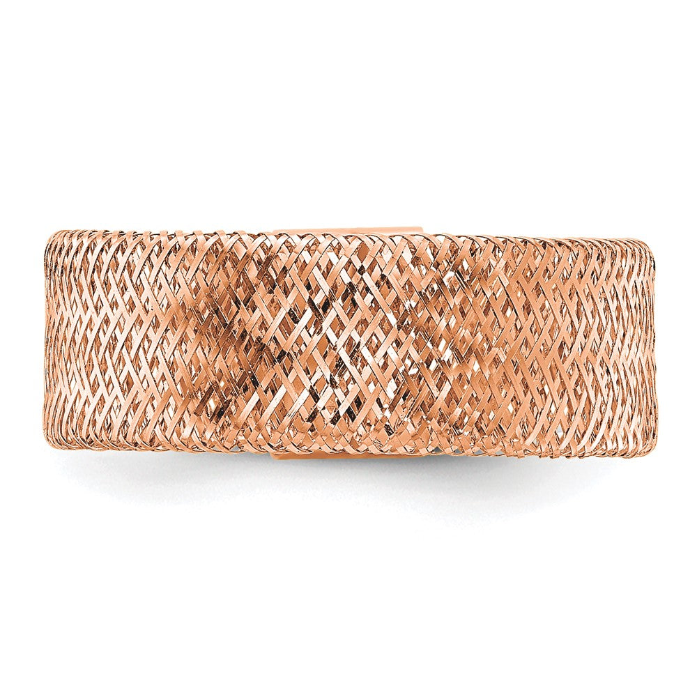 14K Gelbgold mit Rose Beschichtung Poliert/textured Dehnbar Ring