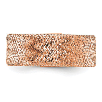 14K Gelbgold mit Rose Beschichtung Poliert/textured Dehnbar Ring