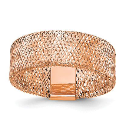 14K Gelbgold mit Rose Beschichtung Poliert/textured Dehnbar Ring
