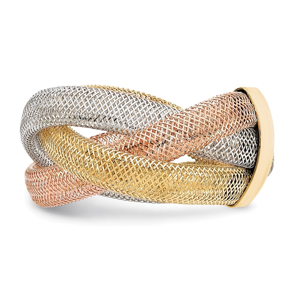 14K Gelb & Rhodium Weiß und Rose Flexibel Ring