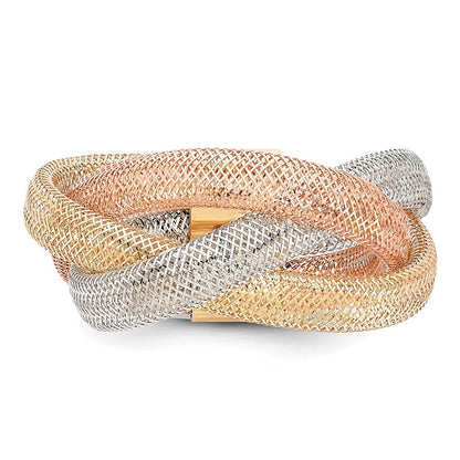 14K Gelb & Rhodium Weiß und Rose Flexibel Ring