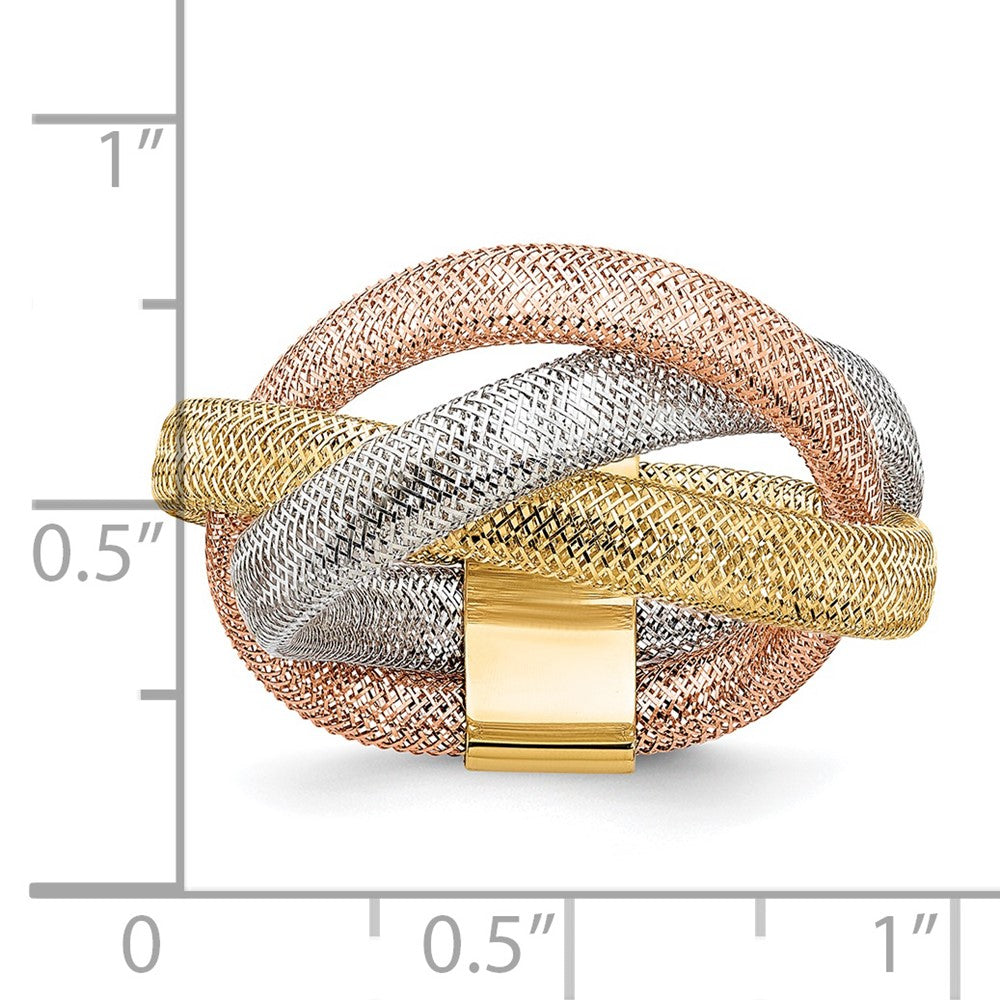 14K Gelb & Rhodium Weiß und Rose Flexibel Ring