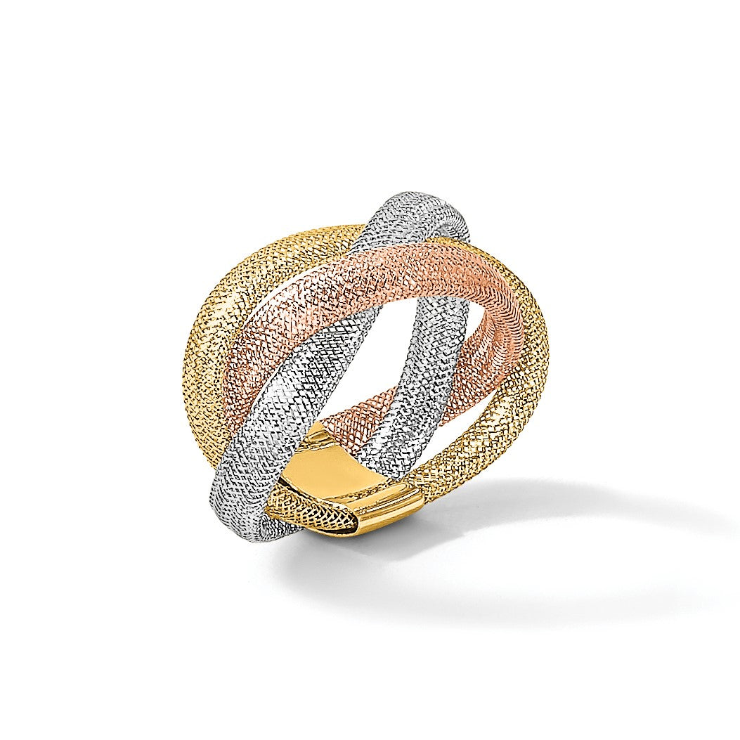 14K Gelb & Rhodium Weiß und Rose Flexibel Ring