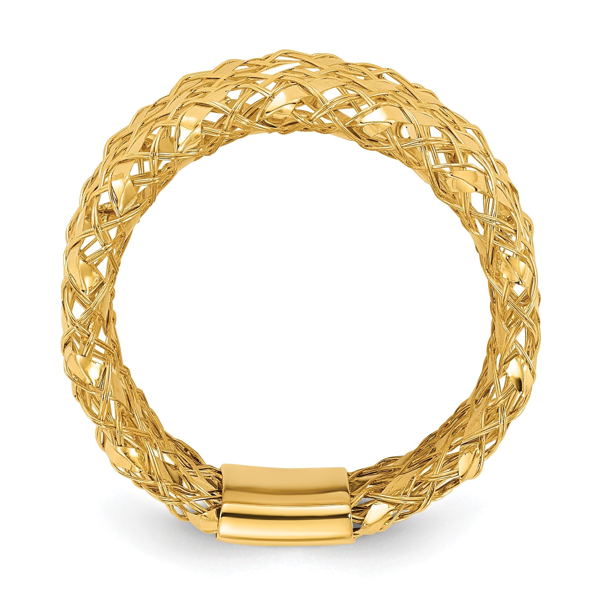 14K Gelbgold Poliert Geflochten Dehnbar Ring